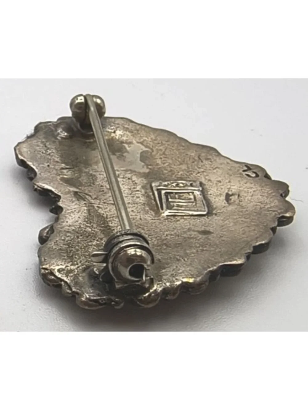 Vintage Sterling Floral Heart-Shaped Mary Englebreit Brooch Pin Etched Detailing